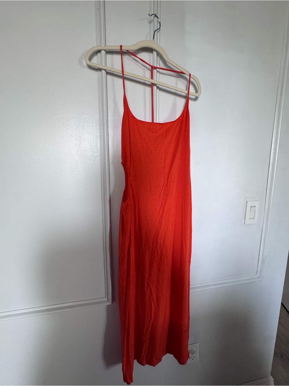 Reformation Red Orange Slip Maxi Dress